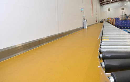Polyurethane resin floor screed installed at 9mm thickness in a food factory